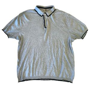 Ted Baker polo shirt grey cotton stretchy tee button up collar top
